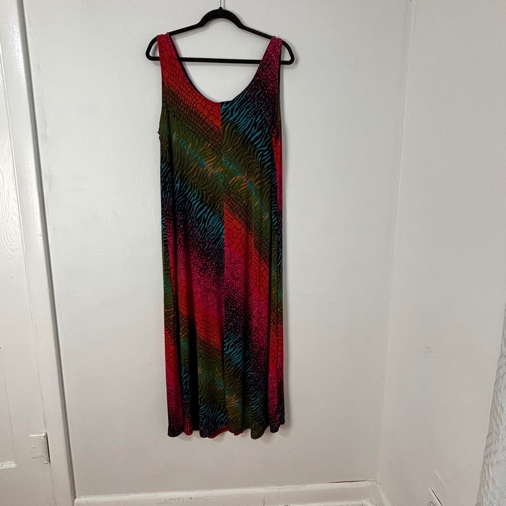 Jostar Maxi Dress Maximalist Animal Print Slinky Stretch Travel Boho Women XL - Picture 2 of 9